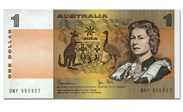 Close-up of Australian $1 coin design